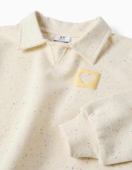 Sweat en coton avec imprimé cœur en relief Blanc 4 - vertbaudet enfant 