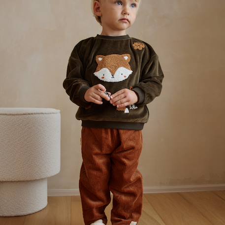 Sweat-shirt bébé en velours ginkgo Vert 6 - vertbaudet enfant 