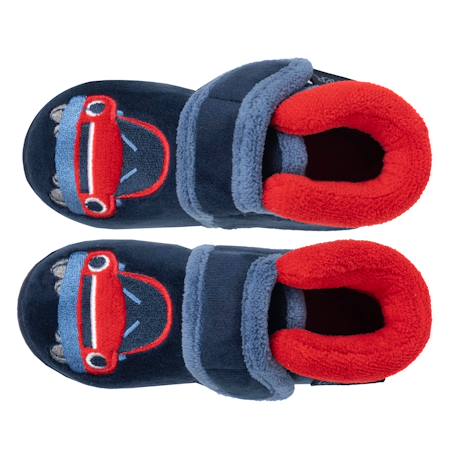 Chaussons bottillons velours maintien renforcé, fermeture scratch, simple à enfiler Marine 2 - vertbaudet enfant 