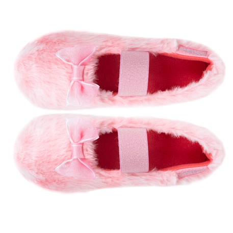 Chaussons ballerines fausse fourrure, maintien souple, facile à enfiler, semelle flexible Rose 2 - vertbaudet enfant 