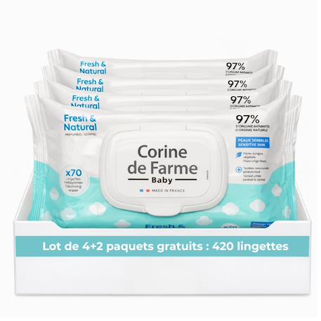 Pack de 6 lingettes bébé fresh and natural peaux sensibles Multi-coloured 1 - vertbaudet enfant 
