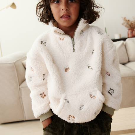 Sweat-shirt bébé en sherpa ginkgo Ecru 5 - vertbaudet enfant 