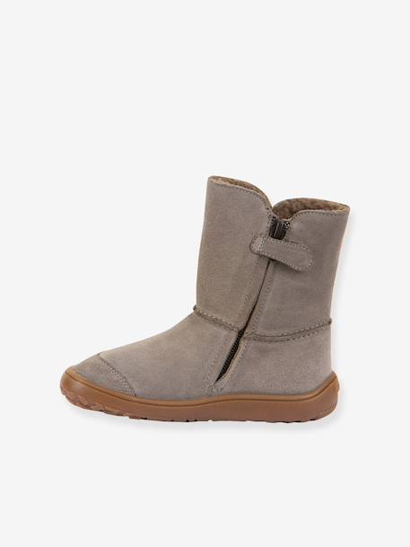 Bottes pieds nus enfants BAREFOOT TEX SUEDE Froddo bordeaux+gris+noir+or 8 - vertbaudet enfant 