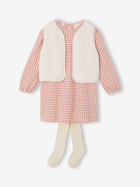 Ensemble robe 3 pièces enfant fille écru+mauve 1 - vertbaudet enfant 
