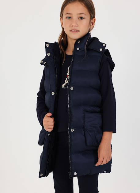 Doudoune sans manches fille avec capuche Bleu 1 - vertbaudet enfant 