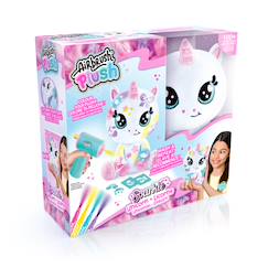 Jouet-Airbrush Plush – Licorne Pailletée – Avec spray électronique, feutres et pochoirs