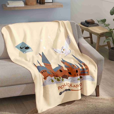 Plaid polaire imprimé 100% polyester, harry potter hedwige school Beige 3 - vertbaudet enfant 