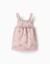 Robe chasuble en sergé avec imprimé fleuri Rose clair 1 - vertbaudet enfant 