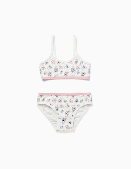 Fille-Sous-vêtement-Ensemble brassière et culotte avec stitch et angel