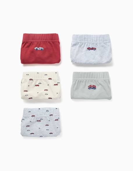 Garçon-Sous-vêtement-Lot de 5 slips en coton avec imprimés voitures