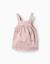 Robe chasuble en sergé avec imprimé fleuri Rose clair 2 - vertbaudet enfant 