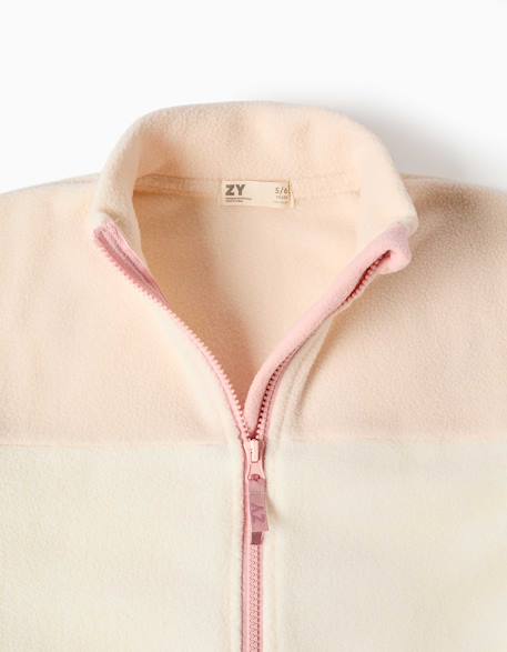 Veste en polaire à col montant Beige clair 4 - vertbaudet enfant 
