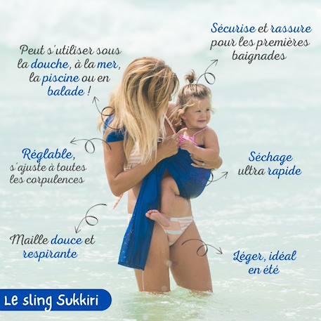 Porte-bébé sling sukkiri Bleu ciel+Gris+Parme+Rose 5 - vertbaudet enfant 