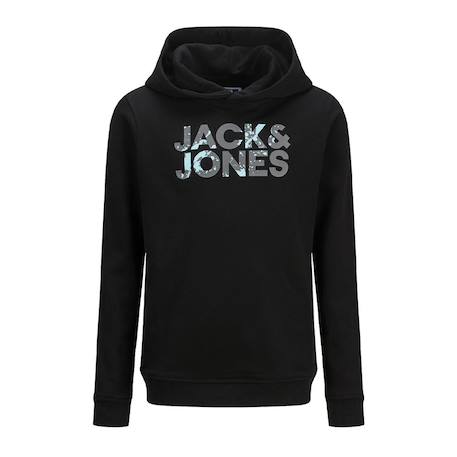 Sweat à capuche garçon corp splash Gris+Noir 3 - vertbaudet enfant 