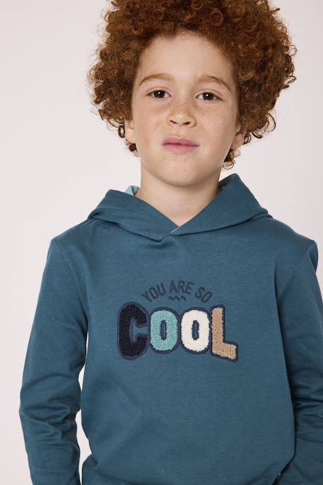 T-shirt manches longues à capuche garçon Vert 3 - vertbaudet enfant 