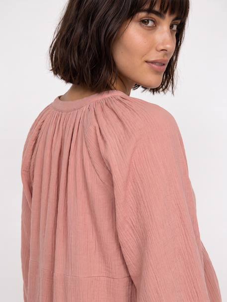 Blouse grossesse et allaitement en gaze coton biologique* bois de rose+vert sauge 4 - vertbaudet enfant 