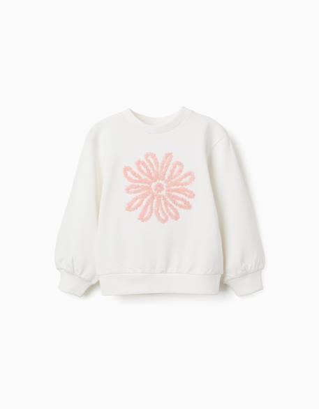 Sweat avec imprimé floral en relief Blanc 1 - vertbaudet enfant 