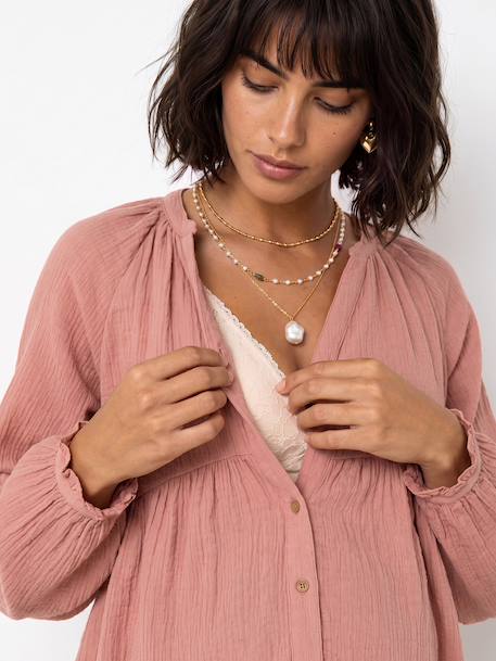 Blouse grossesse et allaitement en gaze coton biologique* bois de rose+vert sauge 8 - vertbaudet enfant 