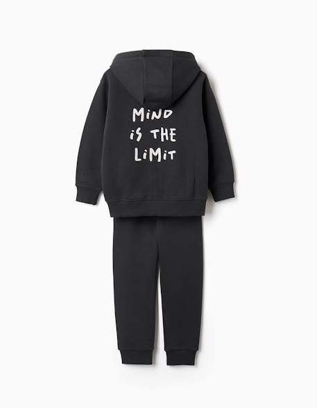 Ensemble sweat zippé à capuche et pantalon de jogging en coton peigné Gris foncé 2 - vertbaudet enfant 