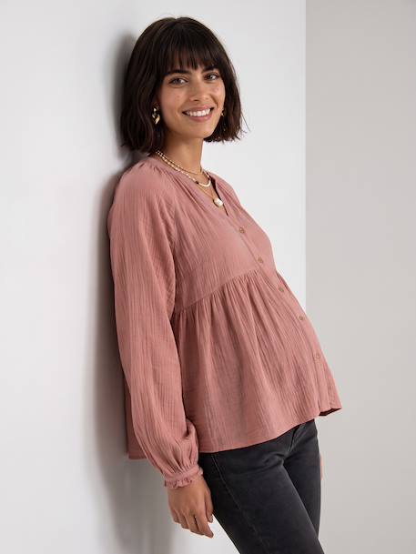 Blouse grossesse et allaitement en gaze coton biologique* bois de rose+vert sauge 9 - vertbaudet enfant 