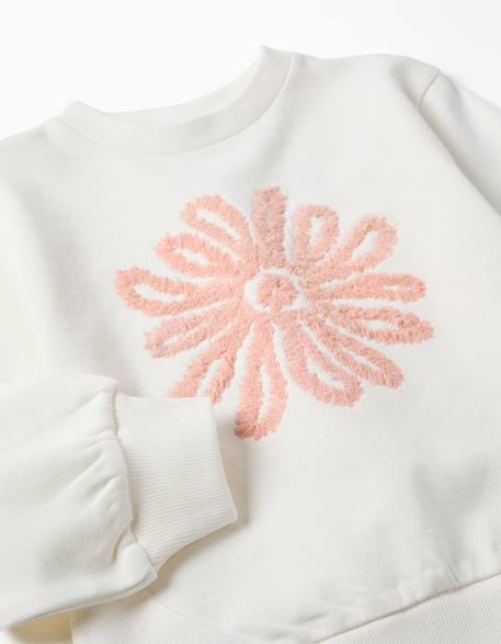 Sweat avec imprimé floral en relief Blanc 3 - vertbaudet enfant 