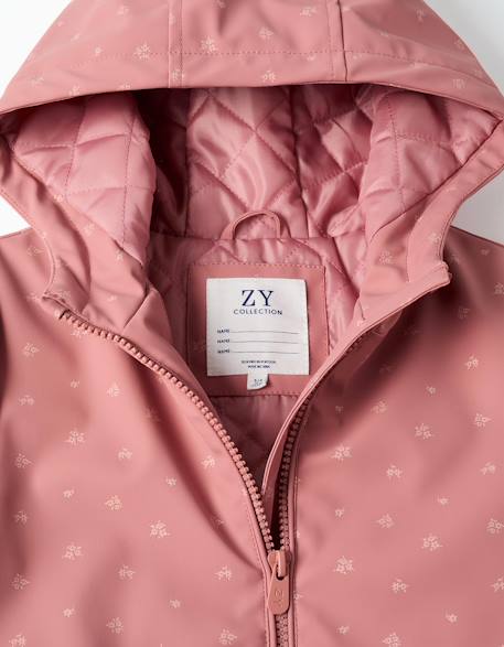 Parka en caoutchouc rembourrée avec capuche et imprimé floral Rose 4 - vertbaudet enfant 
