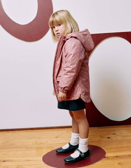 Fille-Manteau-Parka en caoutchouc rembourrée avec capuche et imprimé floral