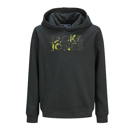 Sweat à capuche garçon corp splash Gris+Noir 2 - vertbaudet enfant 