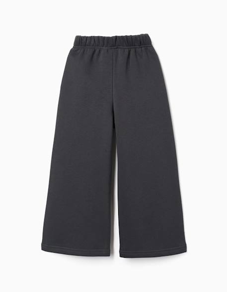 Pantalon à jambe large en molleton avec doublure en coton peigné Gris foncé 1 - vertbaudet enfant 