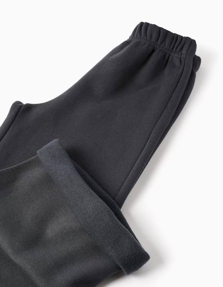 Pantalon à jambe large en molleton avec doublure en coton peigné Gris foncé 3 - vertbaudet enfant 