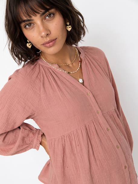 Blouse grossesse et allaitement en gaze coton biologique* bois de rose+vert sauge 6 - vertbaudet enfant 