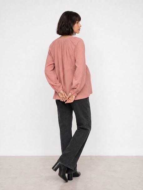 Blouse grossesse et allaitement en gaze coton biologique* bois de rose+vert sauge 5 - vertbaudet enfant 