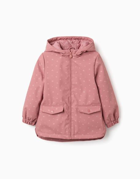 Parka en caoutchouc rembourrée avec capuche et imprimé floral Rose 2 - vertbaudet enfant 