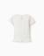T-shirt en coton avec imprimé et ourlet à volants Blanc+Rose clair 2 - vertbaudet enfant 