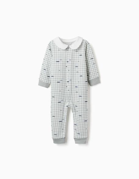 Dors-bien en coton à motif vichy Vert clair 1 - vertbaudet enfant 