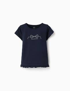 -T-shirt en coton avec imprimé et ourlet à volants