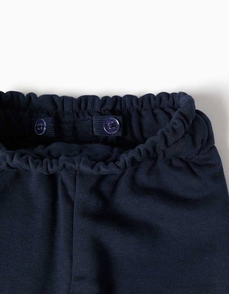 Pantalon paperbag en molleton avec nœud décoratif Bleu foncé 3 - vertbaudet enfant 