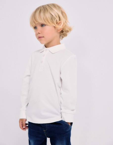 Polo à manches longues en coton Blanc+Bleu foncé+Vert foncé 1 - vertbaudet enfant 