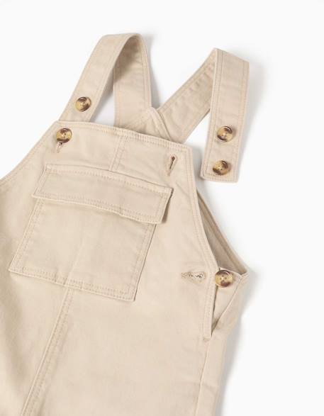 Salopette en sergé avec poche à rabat Beige clair+Bleu foncé 3 - vertbaudet enfant 