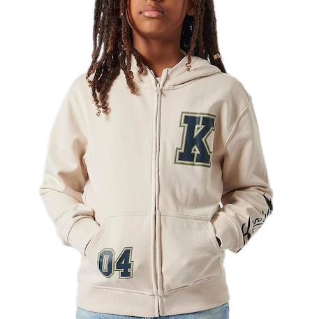 Sweat garçon a capuche odrich Beige 1 - vertbaudet enfant 
