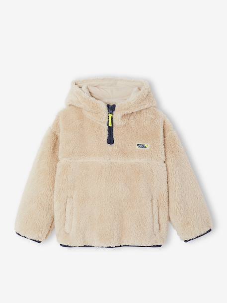 Sweat polaire à capuche garçon blanc 1 - vertbaudet enfant 