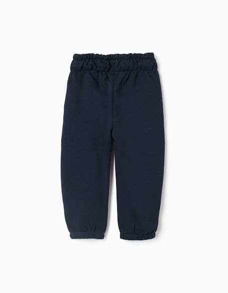 Pantalon paperbag en molleton avec nœud décoratif Bleu foncé 2 - vertbaudet enfant 