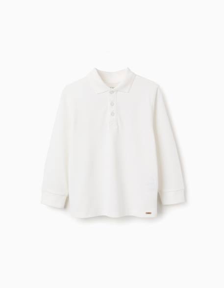 Polo à manches longues en coton Blanc+Bleu foncé+Vert foncé 2 - vertbaudet enfant 