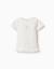 T-shirt en coton avec imprimé et ourlet à volants Blanc+Rose clair 1 - vertbaudet enfant 