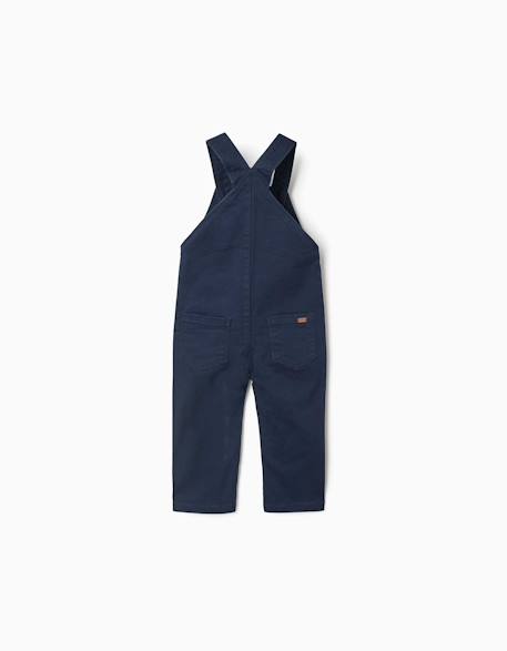 Salopette en sergé avec poche à rabat Beige clair+Bleu foncé 5 - vertbaudet enfant 