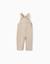 Salopette en sergé avec poche à rabat Beige clair+Bleu foncé 1 - vertbaudet enfant 