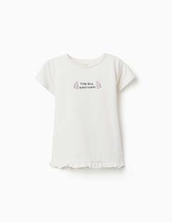 -T-shirt en coton avec imprimé et ourlet à volants