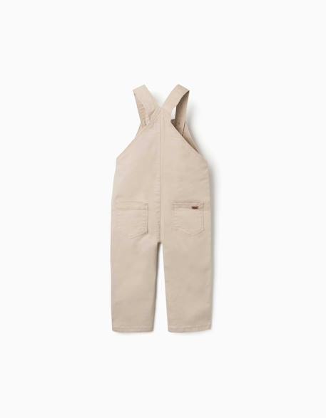 Salopette en sergé avec poche à rabat Beige clair+Bleu foncé 2 - vertbaudet enfant 