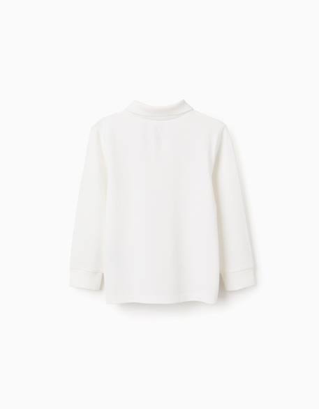 Polo à manches longues en coton Blanc+Bleu foncé+Vert foncé 3 - vertbaudet enfant 