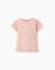 T-shirt en coton avec imprimé et ourlet à volants Blanc+Rose clair 4 - vertbaudet enfant 